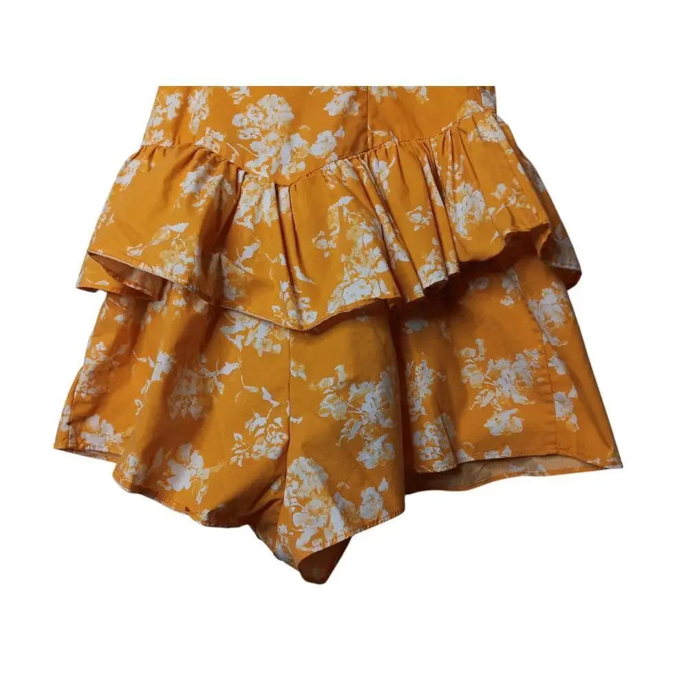 CAROLINE CONSTAS Orange floral cotton Arlette Romper SZ S - Picture 12 of 13